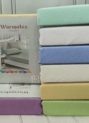 Простынь махровая на резинке на матрас 180 на 200 см с наволочками в расцветках турция