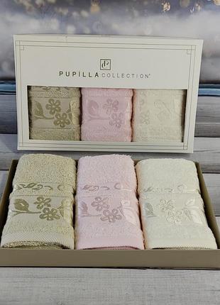 Набор кухонных бамбуковых полотенец 30 на 50  в подарочной коробке 3 шт pupilla class