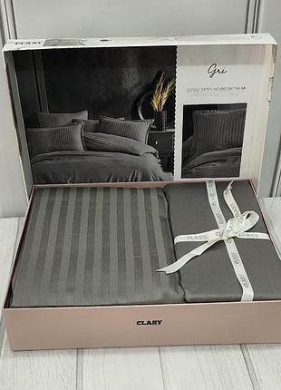 Постельное белье сатин страйп полуторное clasy gri