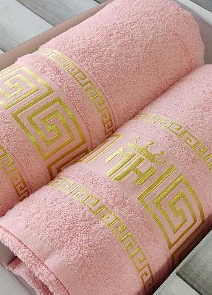 Набір махрових рушників банне та лицьове moz home туреччина рожевий