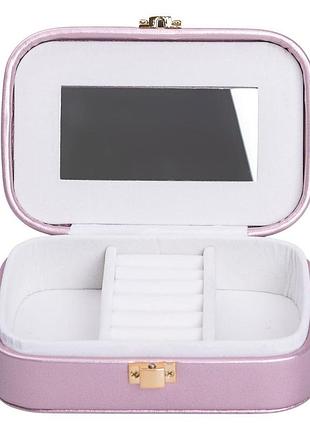 Шкатулка-органайзер для украшений 15×10×5 см из экокожи и велюра, лаванда