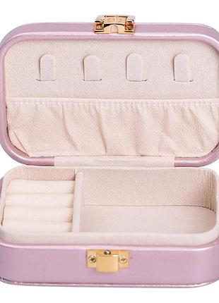 Шкатулка-органайзер для украшений 12×7,5×4 см из экокожи и велюра, розовая