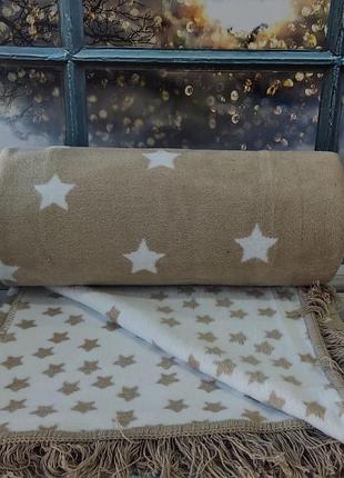 Плед хлопковый с бахромой плотный евро размер 200 на 240 см sarar звезды