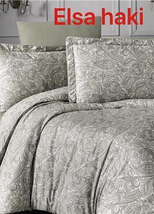 Постельное бельё сатин жаккард  евро altinbasak elsa haki