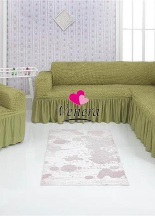 Акція!! чохол натяжний на кутовий диван і крісло donna фісташковий і ще 15 кольорів