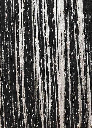 Штори нитки веселка дощ серпанок 3х3м білий чорний з люрексом