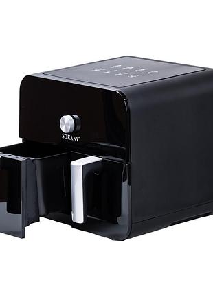 Аерофритюрниця sokany sk-10008 10 л 2400 вт з двома зонами, air fry, сенсорне керування, таймер