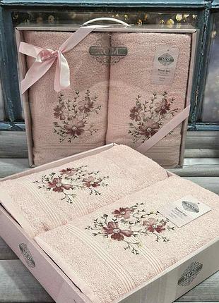 Набір махрових рушників банне та лицьове moz home туреччина пудровий