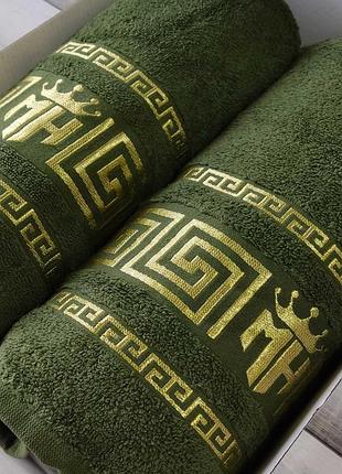 Набір махрових рушників банне та лицьове moz home туреччина оливковий