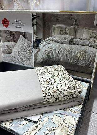 Постельное белье сатиновое евро размер cotton box terry bej