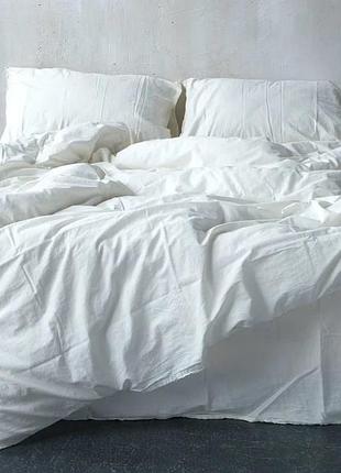 Постельное белье евро вареный хлопок limasso natural белое