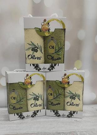 Набір кухонних махрових рушників в коробці fakili tekstil 2 шт