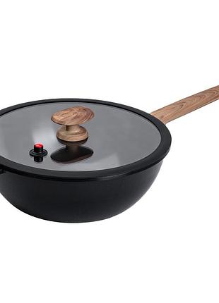 Алюминиевая сковорода 6,5 л с керамическим антипригарным покрытием ø 30 см черная mgc hp-4-460b