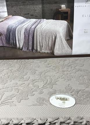 Жаккардовая простынь c бахромой 220 на 240  pupilla eliz pudra