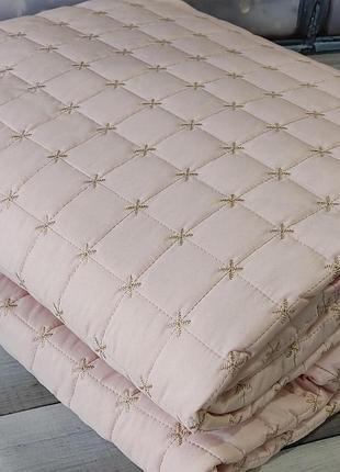 Покрывало полуторное стеганое 180 на 240 см с наволочкой istanbul hazal розовое