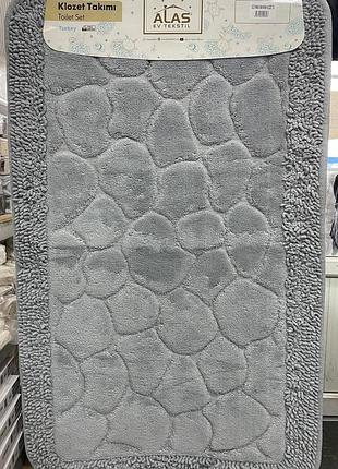 Килимки для ванної кімнати прямокутні alas 2 предмета туреччина сірі