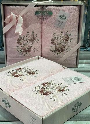 Набір махрових рушників банне та лицьове moz home туреччина рожевий