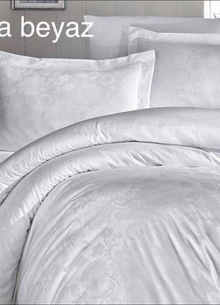 Постельное белье сатин жаккард first choice herra beyaz евро размер