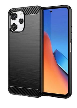 Резиновый чехол для xiaomi redmi 12 carbon fiber