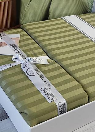 Постільна білизна сатин страйп євро розмір romeo home оливкова