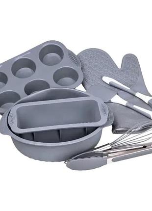 Силіконовий набір форм для випічки з антипригарним покриттям з кухонним приладдям та прихваткою 8 шт hp34543