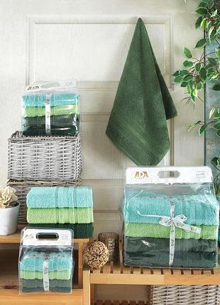 Набор махровых полотенец для лица 50 на 90 см 4 штуки ada турция оливковый