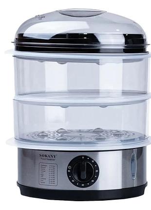 Трирівнева електрична пароварка sokany sk-07018 на 11 л з таймером і авто вимкненням