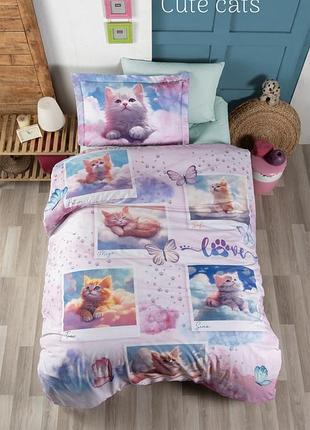Постельное белье полуторное ранфорс 3d first choice cute cats
