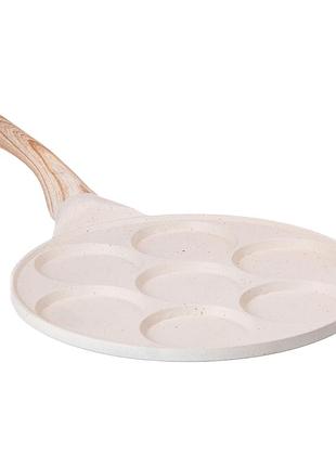 Сковорода с антипригарным покрытием 26 см для блинов, яиц и оладий 7-сегментная круглая бежевая hp-39-582-w