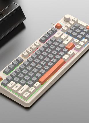 Проводная игровая клавиатура xunfox k82 gaming с rgb подстветкой beige