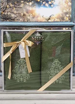Набір махрових рушників банне та лицьове moz home туреччина зелений
