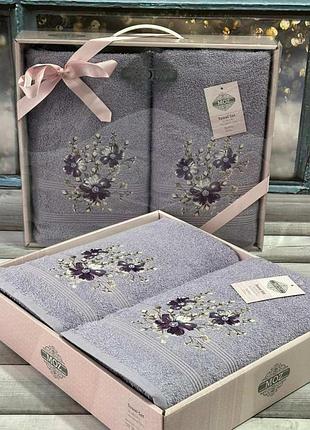 Набір махрових рушників банне та лицьове moz home туреччина бузковий