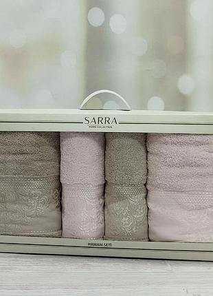 Набор махровых полотенец банное 70 на 140 см 2 шт и лицевое 50 на 90 см 2 шт турция