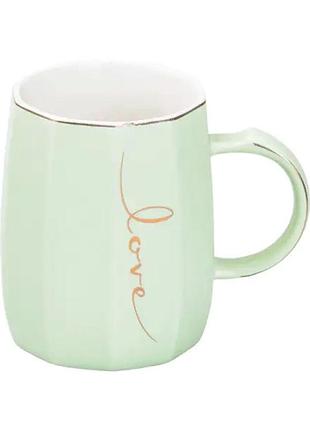Чашка керамическая для чая и кофе 400 мл love зеленая hp7188gr