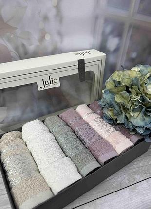 Набор махровых кухонных полотенец 30 на 50 см julie турция 6 штук в упаковке