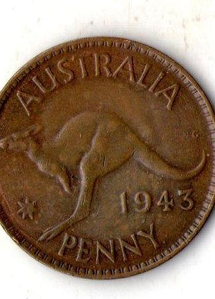 Австралія › король георг vi 1 пенні, 1943 рік бронза, 9.4g, ø 31mm  №3150