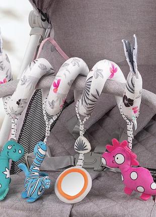 Подвесная игрушка-спираль для детской кроватки коляски игрового центра цветные дино