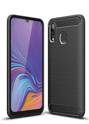 Резиновый чехол для samsung galaxy m20 carbon fiber