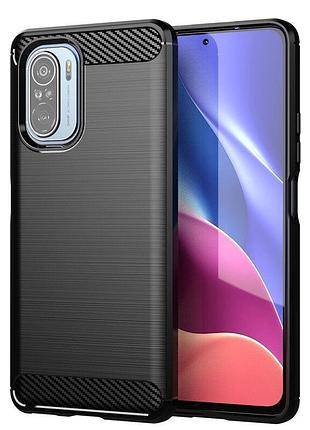 Резиновый чехол для xiaomi redmi note 11 / xiaomi redmi note 11s carbon fiber