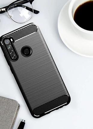Резиновый чехол для xiaomi redmi note 8 carbon fiber