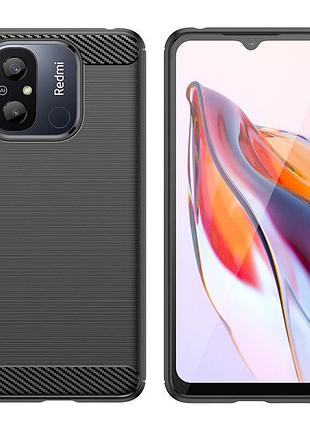 Резиновый чехол для xiaomi redmi 12c carbon fiber
