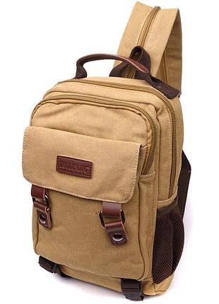 Оригінальний текстильний рюкзак з ущільненою спинкою та відділенням для планшета vintage 22171 пісочний