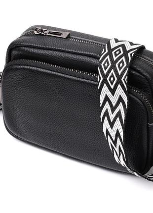 Компактная женская сумка кросс-боди из натуральной кожи vintage 22294 черная