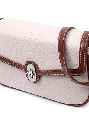 Красивая женская сумка на лето с фактурным клапаном из натуральной кожи vintage 22623 белая