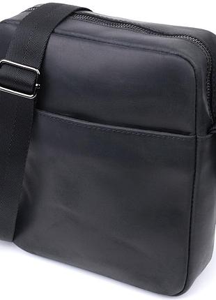 Мужская сумка через плечо из матовой натуральной кожи shvigel 22848 черная