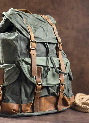 Рюкзак дорожный текстильный vintage 20056 зеленый