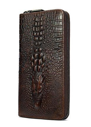 Мужской клатч с силуэтом каймана 20235 vintage коричневый