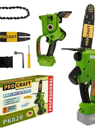 Пила цепная аккумуляторная мини procraft pka20 ( без акб и зу)