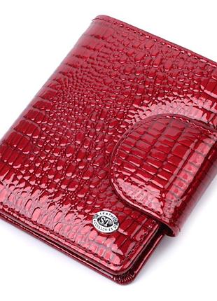 Лакированный кошелек для женщин среднего размера из натуральной кожи st leather 22685 красный