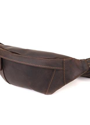 Удобная сумка-бананка для мужчин из натуральной винтажной кожи shvigel 23121 коричневый